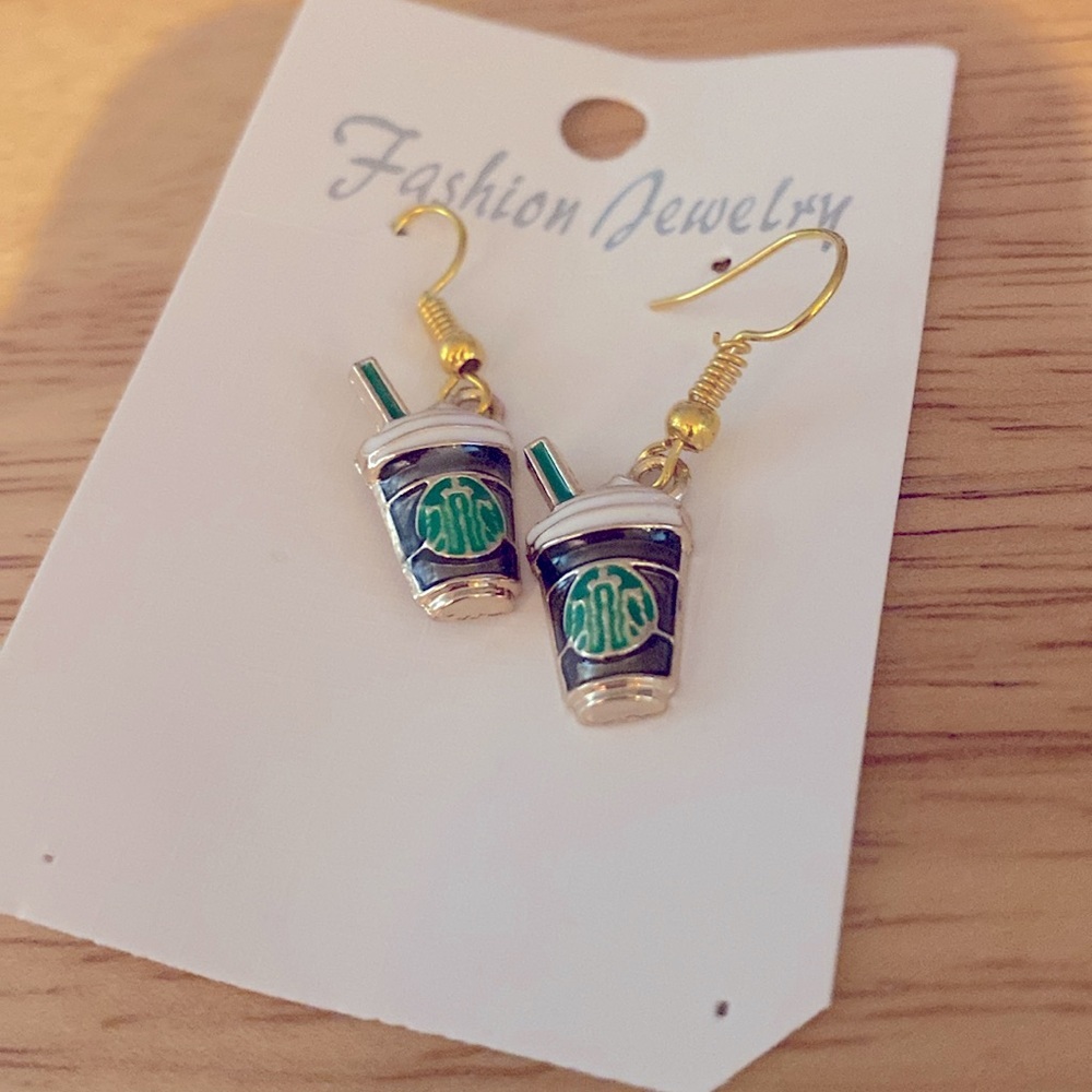 Coffee dangle earrings - Picture 4 of 4